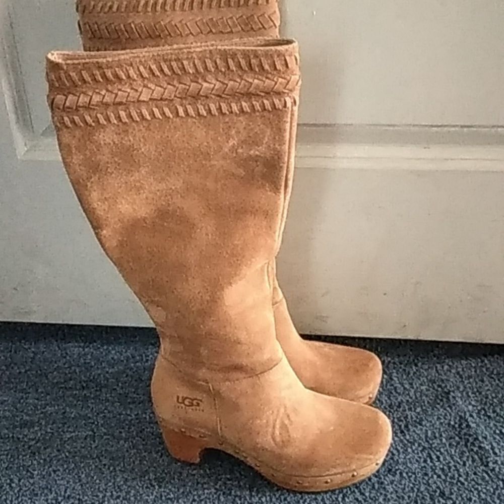 UGG Tan Suede Heeled Knee Boots